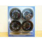SET de 4 JANTES D40mm TUNING noires + PNEUS n°12 1/18