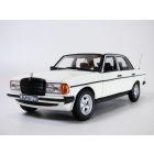 MERCEDES 200 W123 blanc & jantes et spoiler AMG 1/18