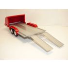 REMORQUE PLATEAU PORTE AUTO 4 roues carrénée rouge 1/18